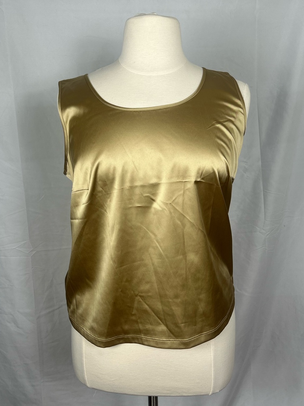 Basler Olive-Gold Satin Sleeveless Camisole